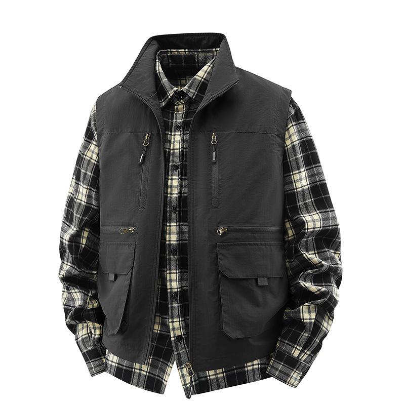 Working Multi-pocket Vest Mens Thin Outdoor Activity Fishing Vest Vest Mens Advertising Horse Clip Jacket