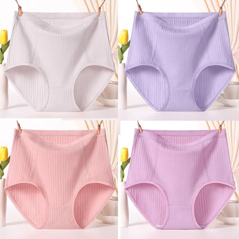 Большие размеры женские красные трусики для мам среднего возраста из хлопка с высокой талией