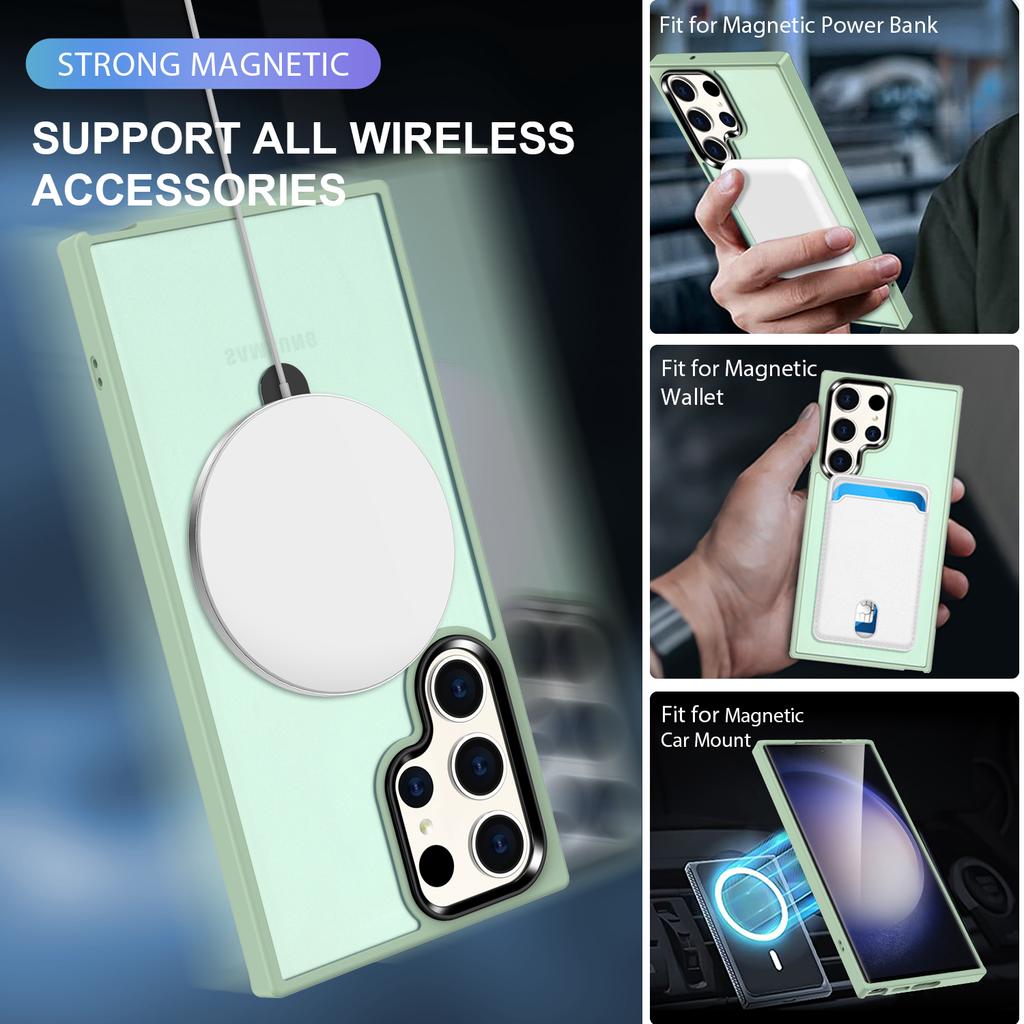 For Samsung Galaxy S23 Ultra Magnetic Case Kickstand PC Phone Cover