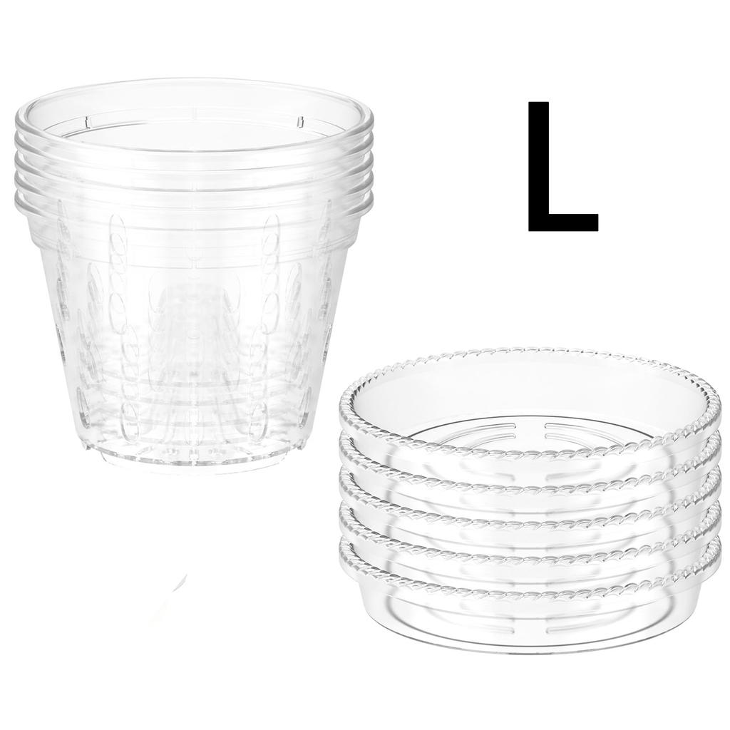 5Pcs Orchid Pot for Repotting 4/5/6 Inch Transparent Slotted Orchid Pots with Holes and Saucers Orchid Flower Plant Repotting