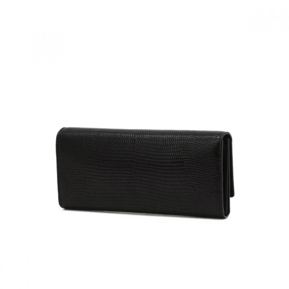 Daks Alexa Black Leather Premium Crystal Decoration Long Wallet Dcwa6f290bk