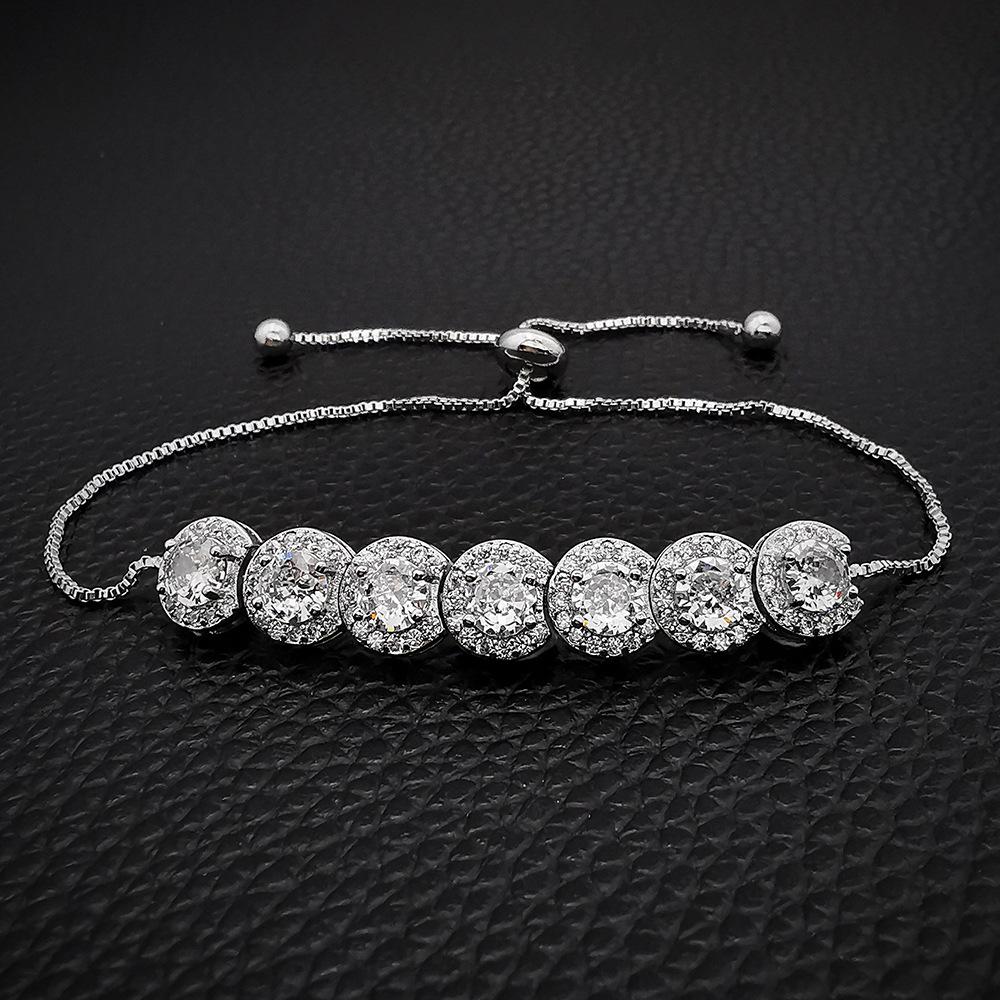 Классический женский регулируемый браслет S5243 с кристаллами и изумрудным цирконом