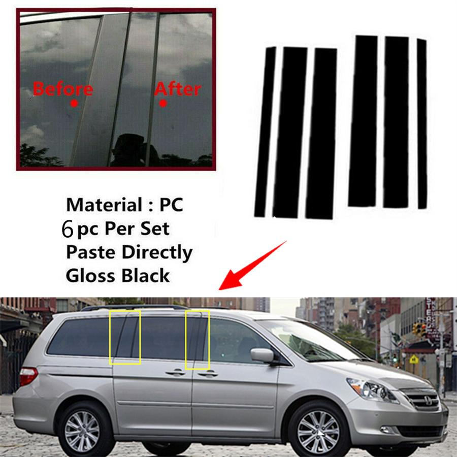 6 Pcs/Set Car Door Trim Pillar Post Cover Glossy Black For Honda Odyssey 2005-10