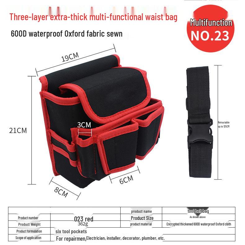 Утолщенная холщовая поясная сумка для мультиинструмента с большими и маленькими карманами для электриков