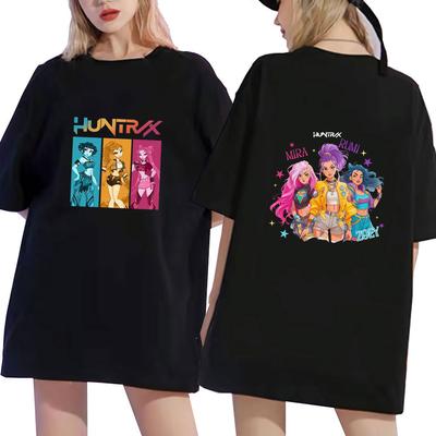 Женские футболки Kpop Охотники на демонов Мода Парная одежда Хлопковая Повседневная Футболка оверсайз