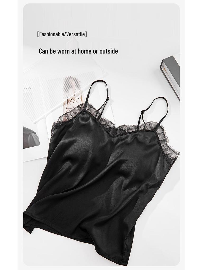 Tangge Luxury Lace-Trimmed Mulberry Silk Camisole with No-Wire Bra