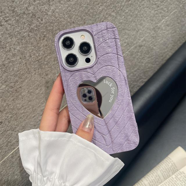 Роскошный мягкий чехол для телефона с зеркалом для макияжа и сердечком для Iphone 14 13 12 Pro Max 11, милый простой стильный противоударный чехол Funda