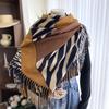 Scarf Women'S Autumn And Winter New European And American Striped Printed Tassel Imitation Cashmere Shawl Warm Scarf
