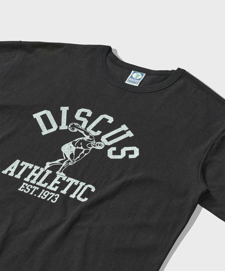 DISCUS ATHLETIC Heavyweight Center Logo T-Shirt Washed Black