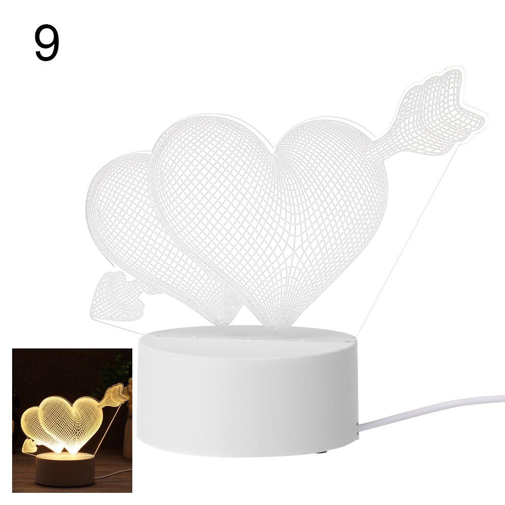 Day Gift Home Decor Acrylic LED Night Lights Luminous Table Lamp 3D LED Light Rabbit Heart Love