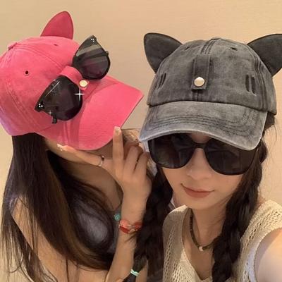 Новые Солнцезащитные Очки с Кошачьими Ушками Бейсболка Y2K Хлопок Вареные Кепки Пилота Снэпбэк Gorras Женские и Мужские Уличные Солнцезащитные Шляпы Унисекс