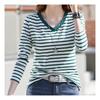 NaVaVa NT600 Casual STriped V Neck Long sleeVe T shirT