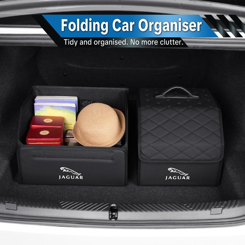 Car Boot Storage Box Leather Tools Organizer Foldable Bag Accessories For Jaguar XF XJ XFR XKR S-Type F-Type X-Type F-Pace I-Pac SS4