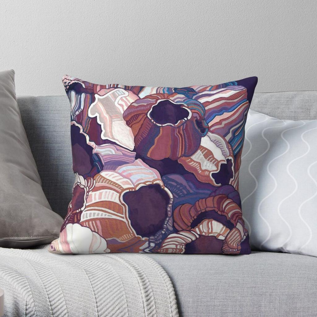 Barnacles Sea Square Pillowcase Polyester Linen Velvet Pattern Zip Decor Throw Pillow Case Home Cushion Case