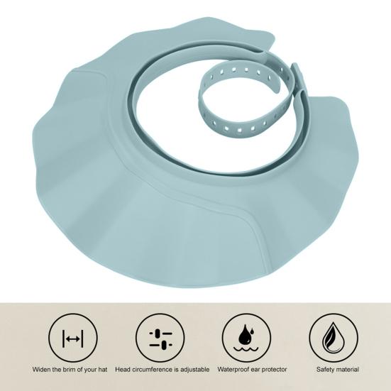 Шапочка для душа, регулируемая шапочка для купания, шапочка для шампуня, козырек, мягкая защита для мытья волос, не содержащая BPA, для головы