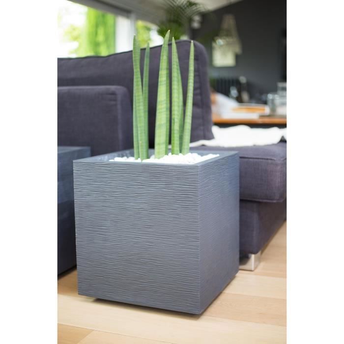 Square Flower Pot 40 Cm - EDA - Graphite - 31 L - 39 X 39 X H. 43 Cm - Anthracite Grey