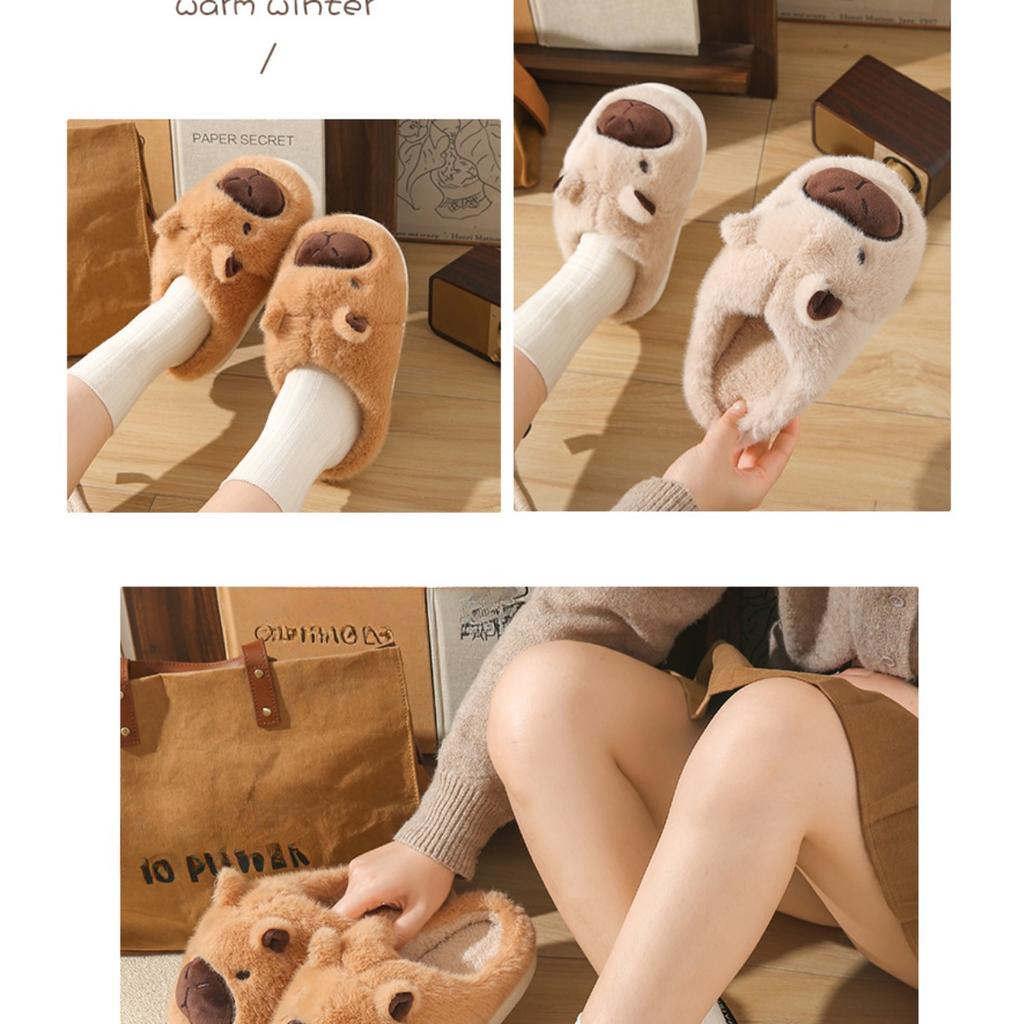 Мао Мао Тапочки для осени и зимы, на толстой подошве для ношения на улице, теплые для домашнего использования в помещении, хлопковые тапочки с мысками