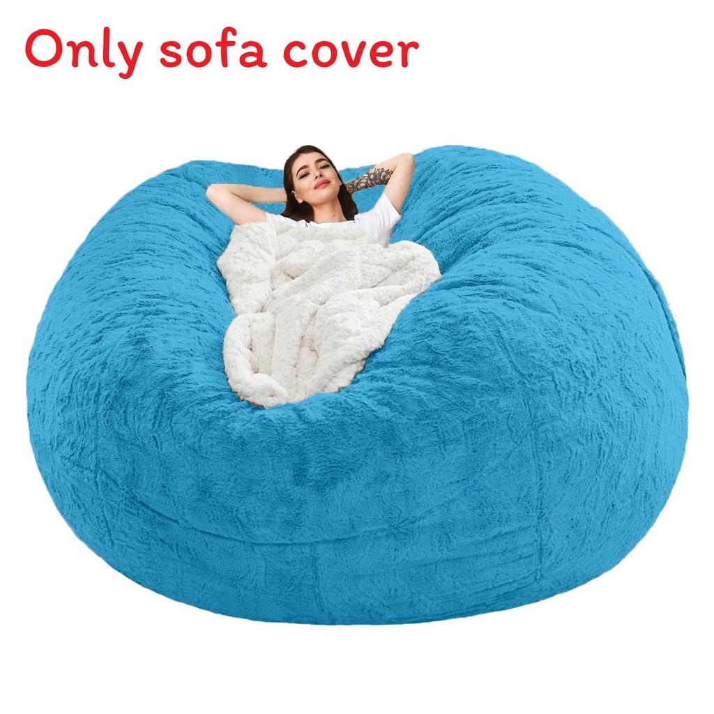 Solid Color Large Soft Plush Portable Living Room Lazy Sofa Cover Bean Cover Bag