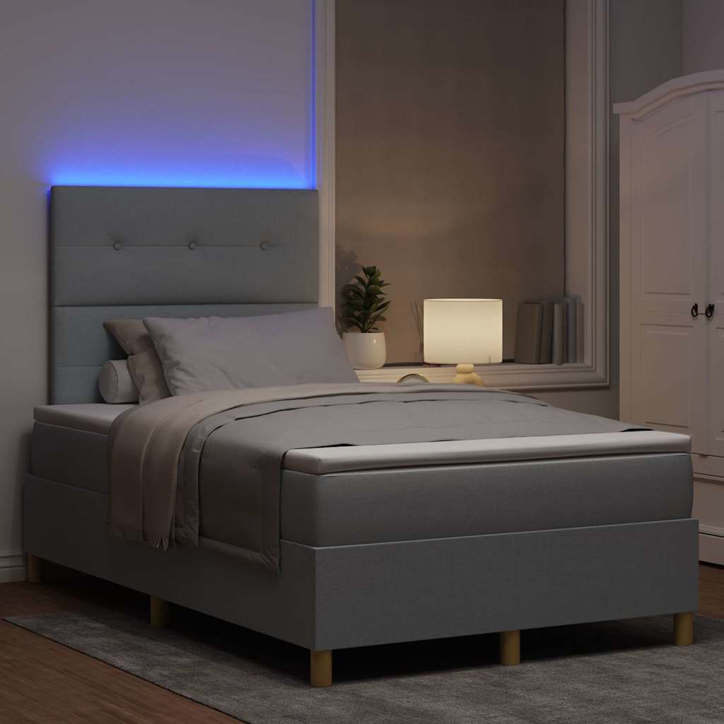 LED Upholstered Bed with Headboard Light Gray 120 x 200 cm Fabric