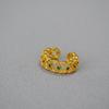 French Retro Gold-Plated Lace Ring with Green Zircon and Rhinestones for Women