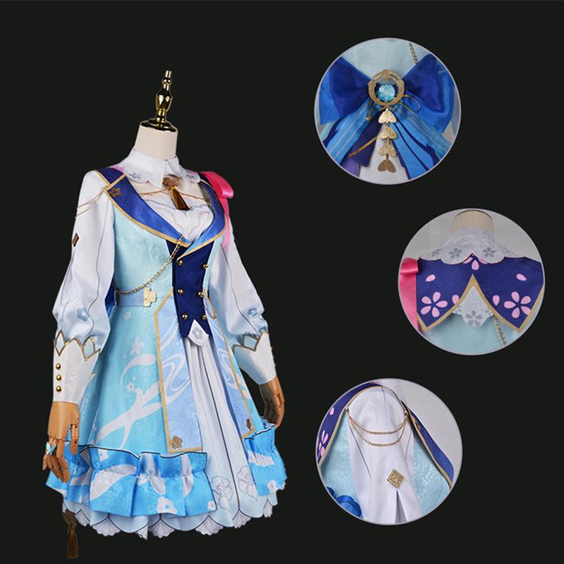 Игра Камисато Аяка Косплей Fontaine Springbloom Missive Лолита Платье Косплей Костюм Парик Наряд Хэллоуин Cos