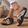 Mixed Color Cross Strap Wedge Sandals for Women Summer 2025 Comfort Non Slip Beach Shoes Woman Double Buckle Platform Slippers
