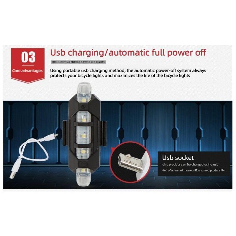 USB-перезаряжаемая задняя фара для велосипеда LED Предупреждающая лампа безопасности Сверхяркая для ночной езды Велосипедные аксессуары