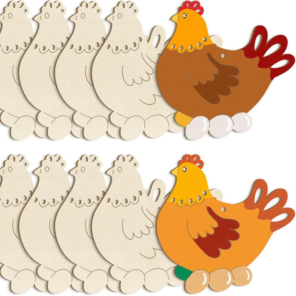 8 Pieces Unfinished Wooden Easter Egg Graffiti Painting Toy Easter Painted Crafts Home Decor