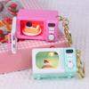 Creative Microwave Keychain Interactive Children's Toy with LED Light Sound Effects Gold Lobster Clasp for Kids Adults
