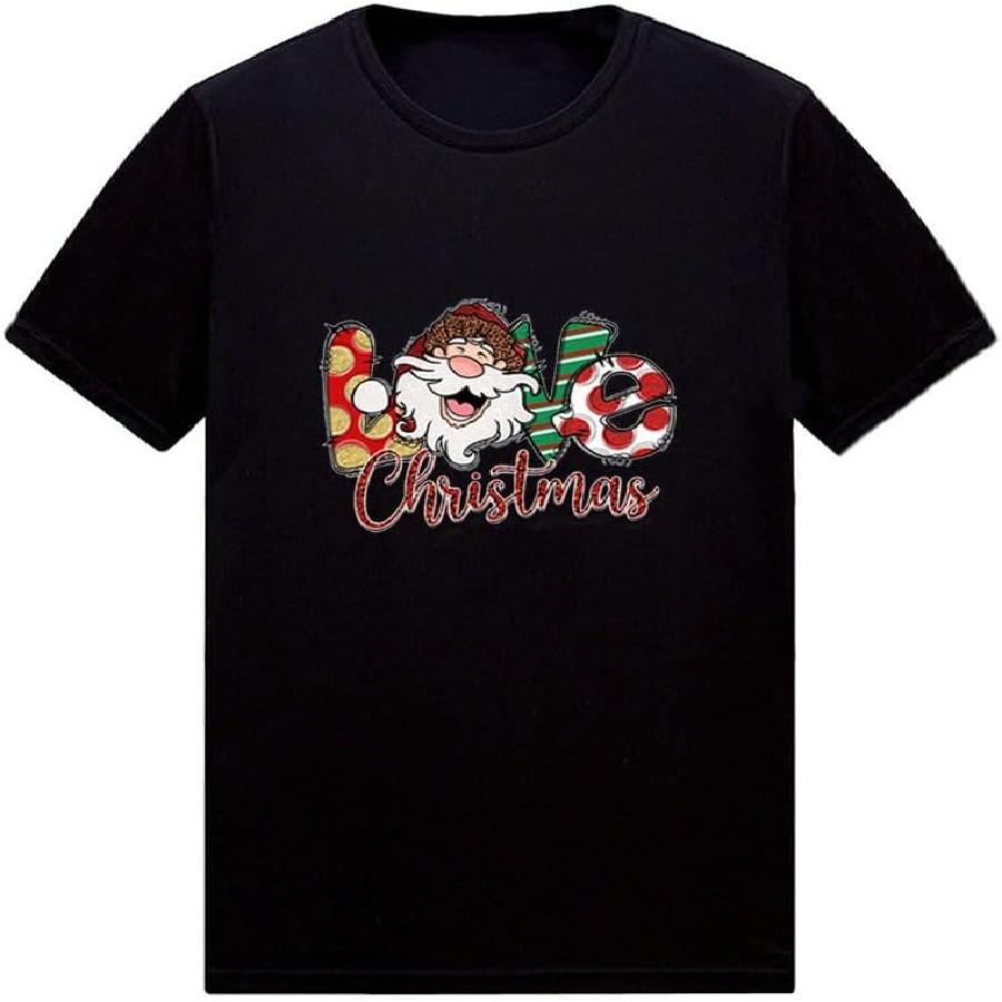 HZCX FASHION Mens Womens Funny Ugly Christmas Shirts Short Sleeve Party Santa Claus Graphic Printed Tshirt