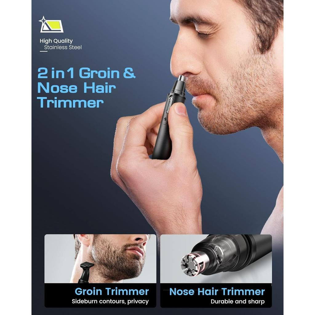 Mens Back Shaver with Long Handle, Multifunctional Self-Service Electric Back Hair Razor with Detachable Handle, Trimmer for Men with Back Attachment