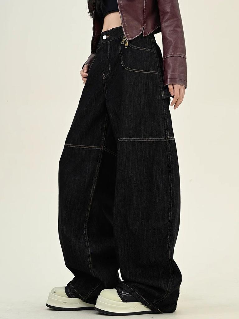 KOSY Y2K Ретро Вареные Джинсы Мешковатые с Принтом Букв Женские Американская Уличная Одежда Готика Харадзюку Брюки с Широкими Штанинами Парные Повседневные Джинсовые Брюки