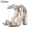 Fashion Eilyken Summer Sexy Crystal Diamond Woman Sandals Fashion Buckle Strap Banquet Party High Heels Shoes Ladies Pumps