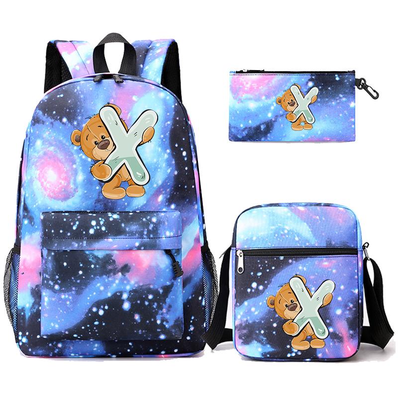 3 шт./компл., рюкзак с 26 английскими буквами, рюкзак для мальчиков и девочек, кавайная сумка на плечо, пенал, студенческая сумка