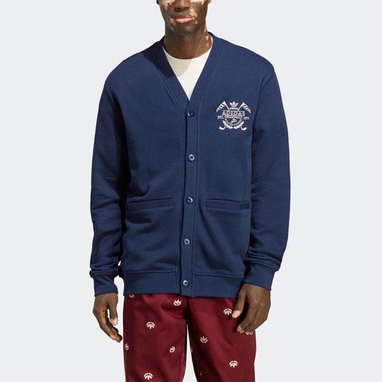 adidas Originals Трикотаж Мужской Синий V-образный вырез Умеренный Кардиган IC5771