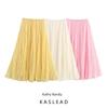 Kaslead New Women Clothes Western Style Fashion Simple and Versatile Candy Color Pleat Effect Skirt