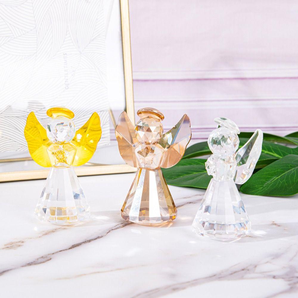 Collecible Crystal Angel Statue Crafts Table Ornament Guardian Angel Figurine Desktop