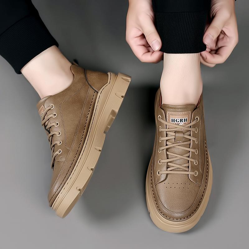 Весенние высококачественные мужские модные повседневные туфли на шнуровке с толстой подошвой, нескользящие, брендовые классические удобные спортивные туфли из коровьей кожи