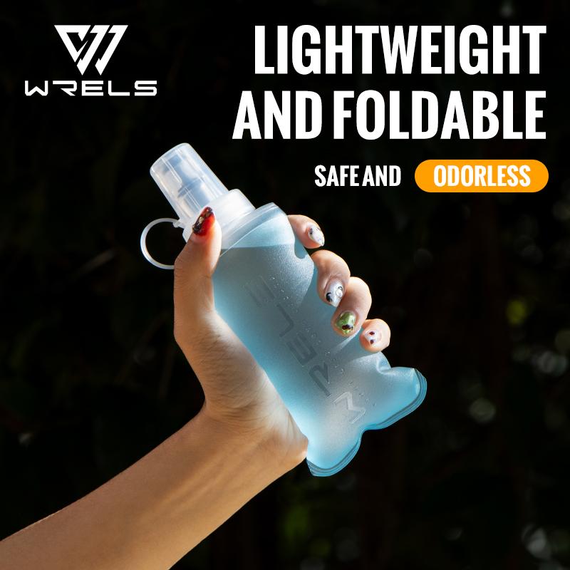 WRELS Running Water Bottle Soft Flask Folding Collapsible Water Bottle TPU BPA-Free Camping Hiking Travel Folding Water Bottle