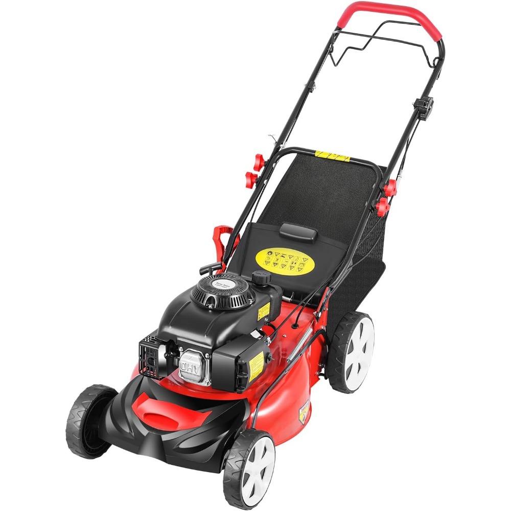 Самоходная газонокосилка 140 куб. см, 4-тактный бензиновый двигатель, газонокосилка с триммером, 5 л. с., бензиновая газонокосилка с шириной кошения 20 дюймов