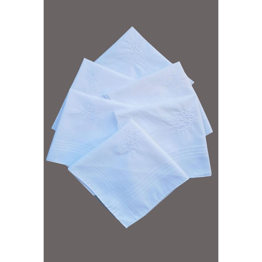 Женский белый носовой платок с цветочной вышивкой, 6 шт., 28x28 см, 100% хлопок