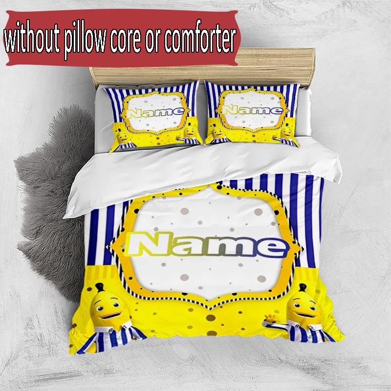 3pcs Duvet Cover Set (1*Duvet Cover + 2*Pillowcase, Without Core), Custom Name Bananas in Pyjamas Pattern Bedding Set, Home Bedroom Decor Gift