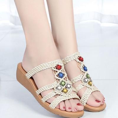 Женские тапочки и сандалии на пляже, шикарная обувь на танкетке, оптовая продажа, летняя распродажа, обувь нового стиля