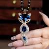 Inlaid Zircon Long Sweater Chain for Women, Temperament Versatile Clothes Accessories Pendant