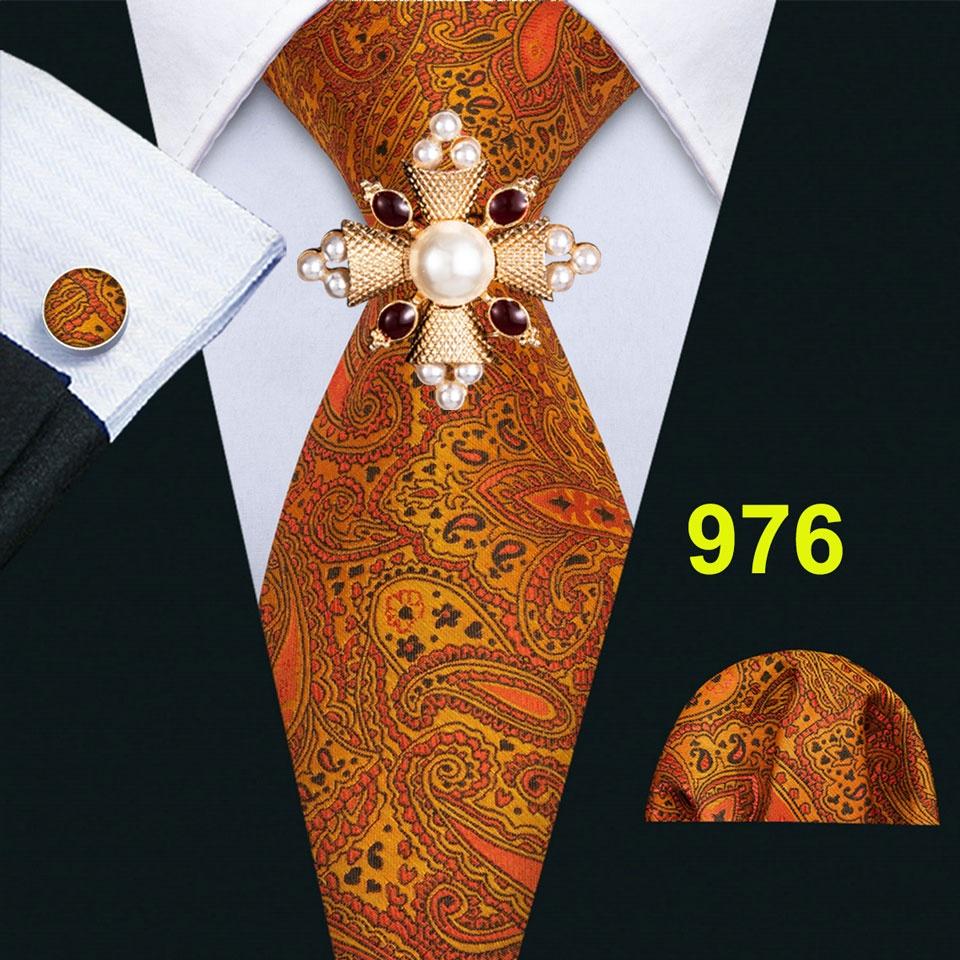 Barry.Wang солидный набор галстук с брошью и запонками,для мужчин