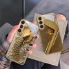 Золотая статуэтка лошади Для Samsung Galaxy S26 S20 FE S21 S22 S23 Plus S24 Ultra S25Ultra S21+  S22Plus Золотой стеклянный чехол для телефона