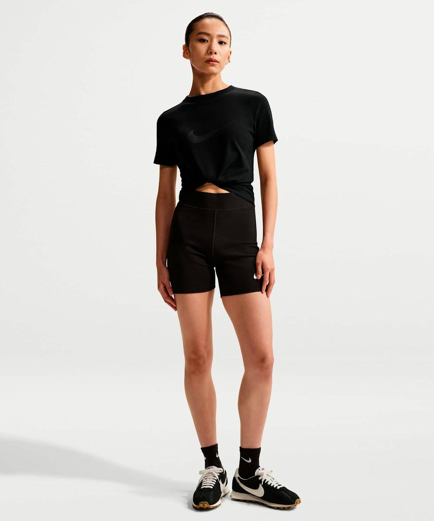 Nike Спортивный топ с коротким рукавом, приталенный, с вырезами и логотипом W - Черный / Io1517-010