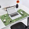 Cute cat flower plant pattern large table mat suitable for office game and home decoration Green 40*80*0.2cm