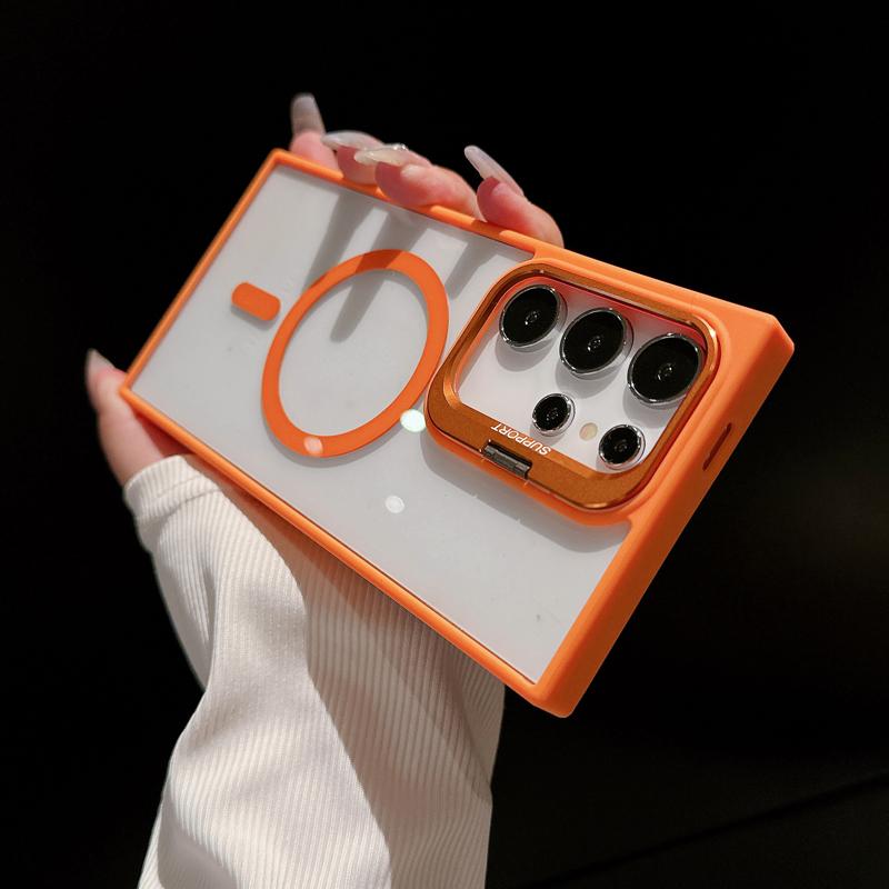 For Magsafe Wirelesss Charge Case For Samsung Galaxy S25 S24 S23 Ultra Lens Protector Phone Cases For Samsung S24 S23 Plus Cover