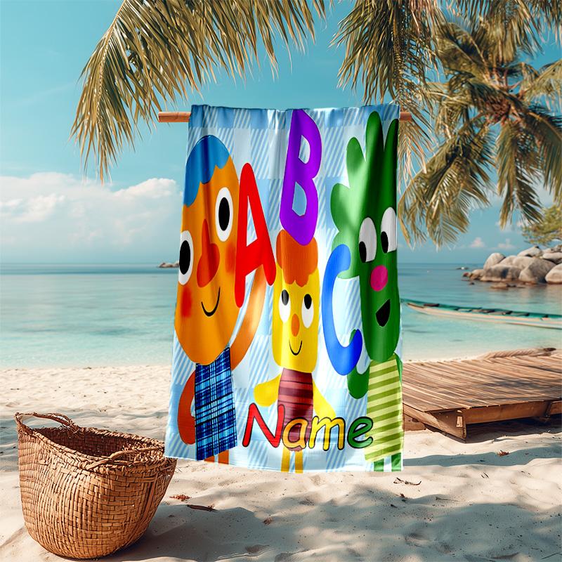 Personalized customized proof beach towel with Super Simple Songs pattern - soft, absorbent,quick-drying,perfect swimming,camping&bathing